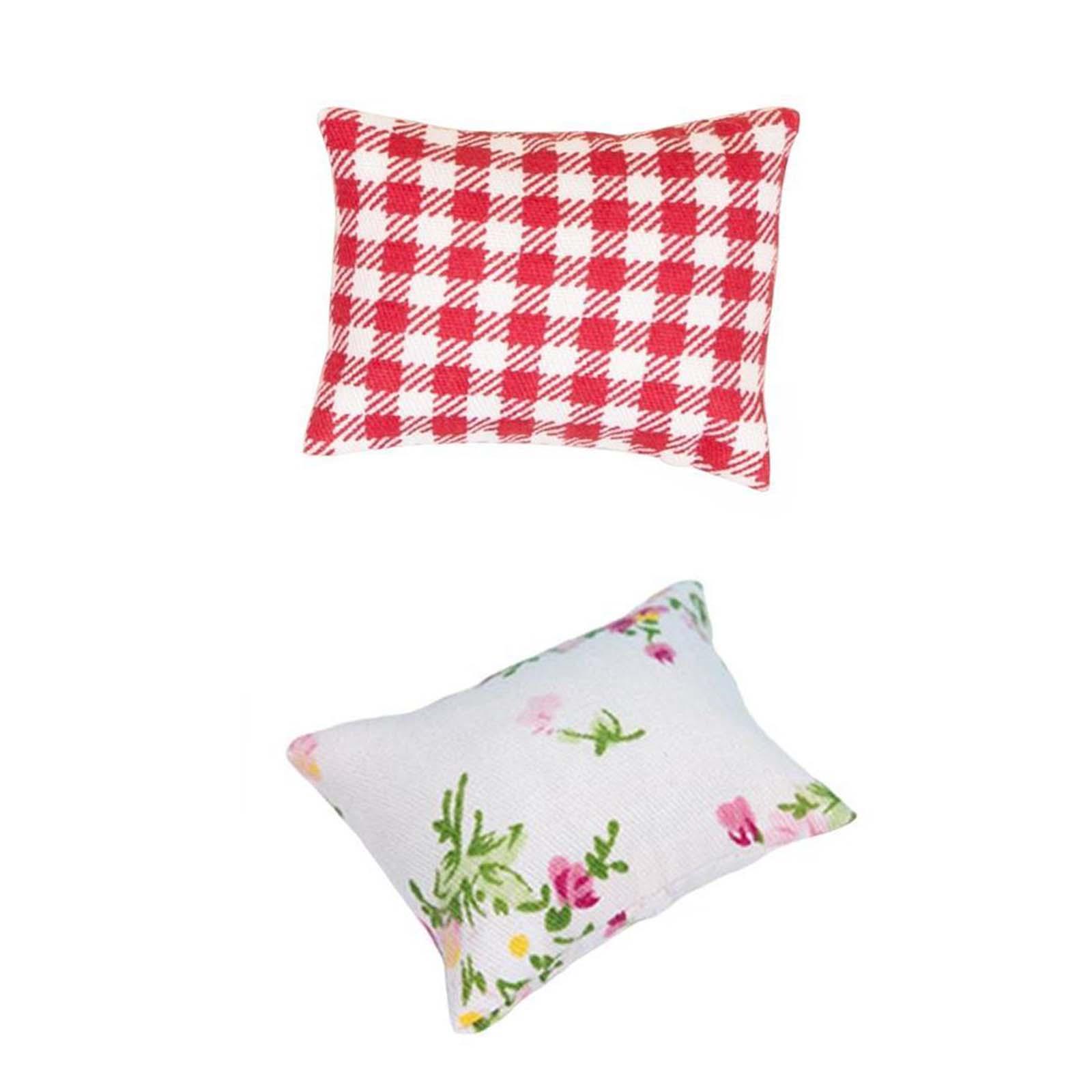 2Pcs 1/12 Dollhouse Throw Pillow Simulated for Dollhouse Photography Props 