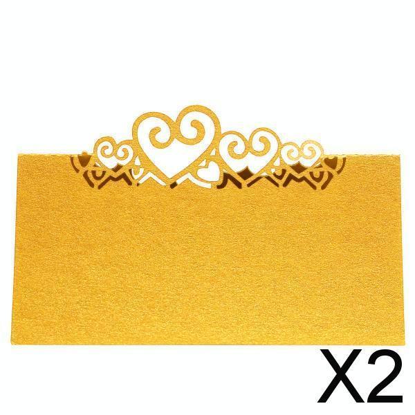 2x25pcs Wedding Table Place Cards Laser Cut Heart Name Number Place Cards
