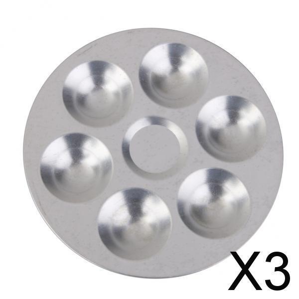3xRound Aluminium Alloy Paint Palette Art Supply