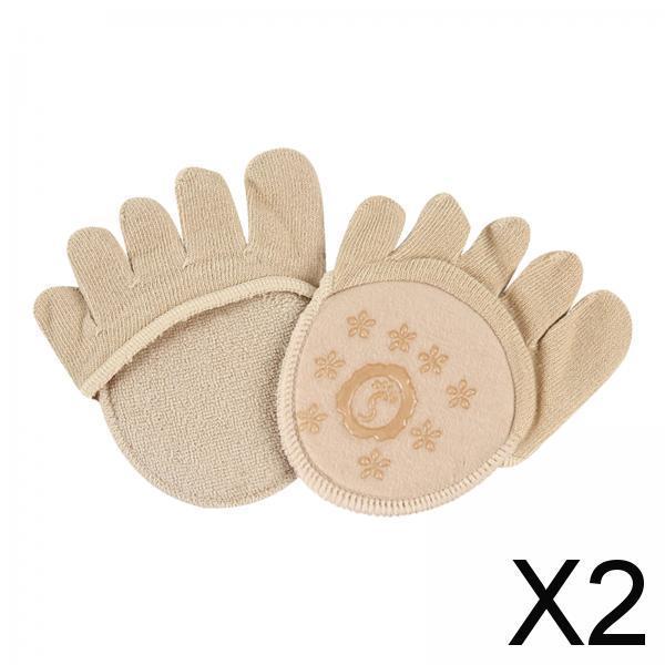 2xInvisible Half Socks Silicone Separated Socks Forefoot Socks  Beige full Toe