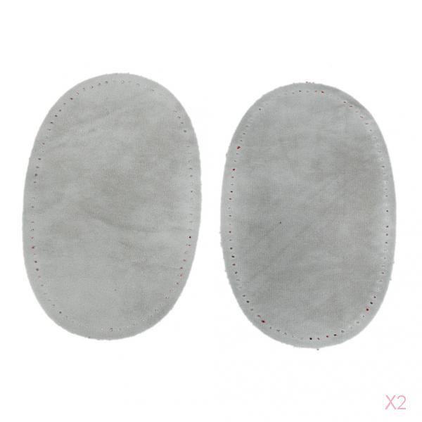 Pair of Oval Sew on Elbow Knee Patches Grey