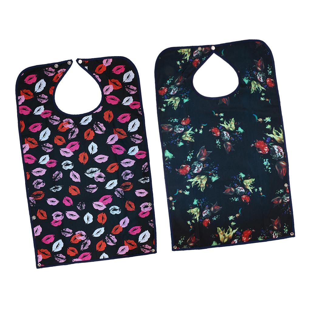 2Pieces Detachable Bib Adult Mealtime Cloth Protector Disability Aid Apron 