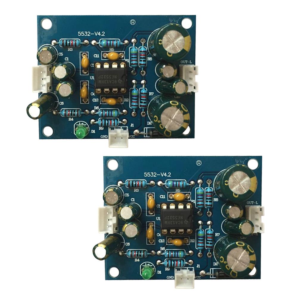 2 Pieces 5532 Stereo Pre-amp Preamplifier Tone Board Digital Audio Amplifier