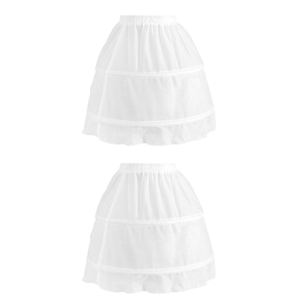 2x Kids Single Hoop Puffy Tulle Wedding Dress Petticoat Underskirt Crinoline