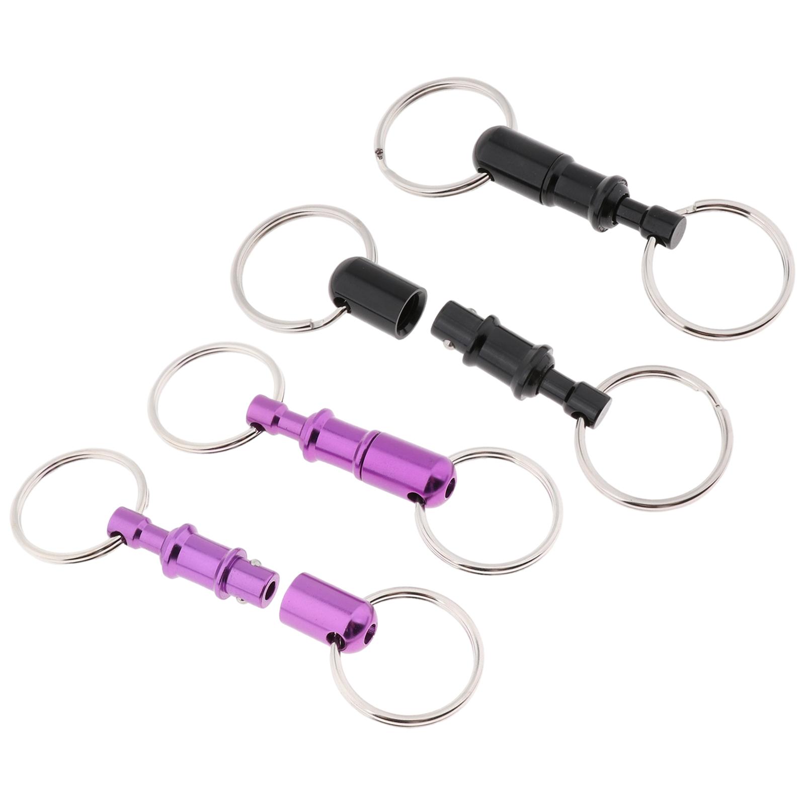 4x Breakaway Key Ring Separate Car Keys Quick Release Keychains Purple+Black