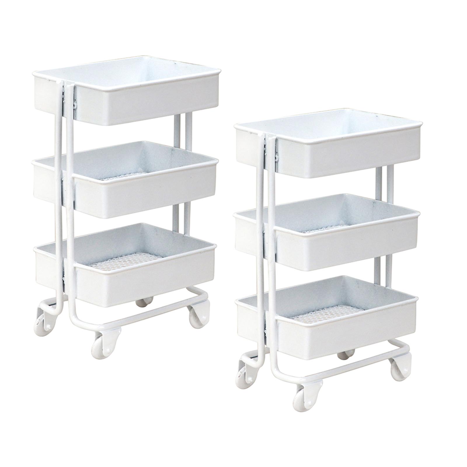 2Pcs 1:12 Scale Bookshelf with Wheels Furniture Living Room Oranments White