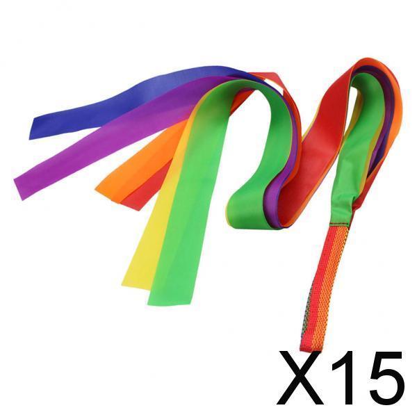 15xDance Ribbon Gym Rhythmic Art Gymnastic Ballet Streamer Hand Held Kids Toys