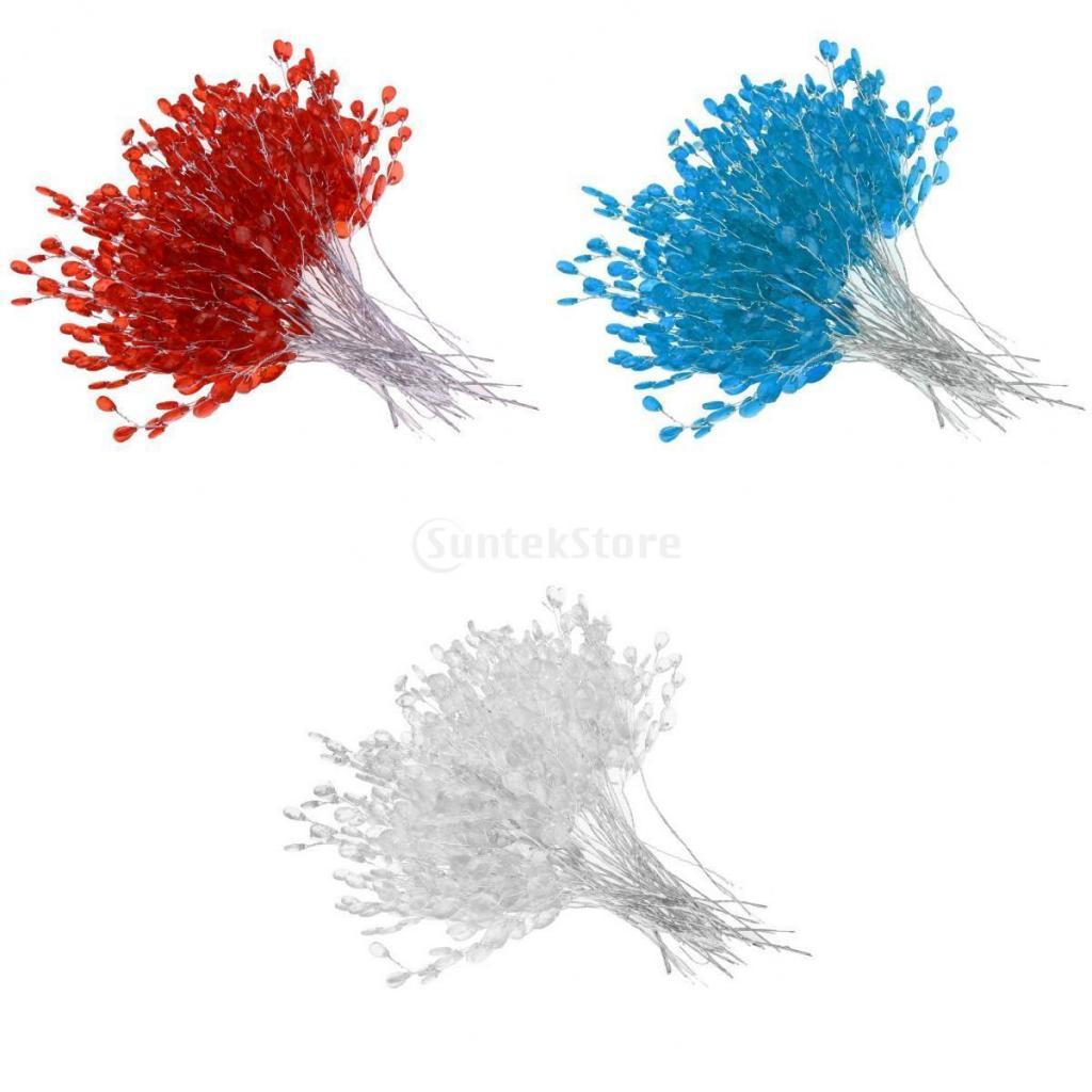 150x Artificial Flower Bouquet with Crystal Acrylic Bead Drop 15cm  