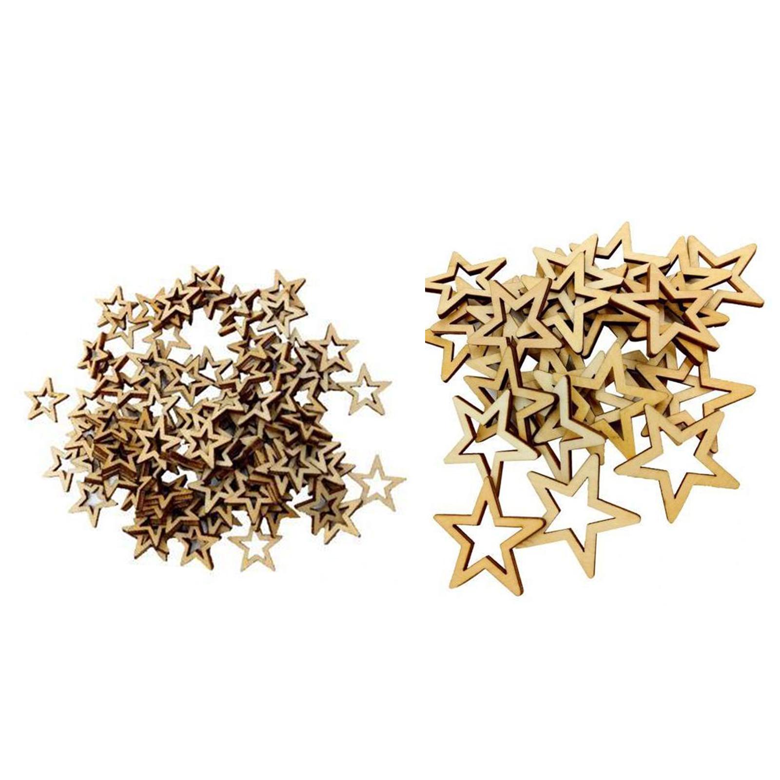125 Pieces Unfinished Hollow Star Shape Wooden Embellishments