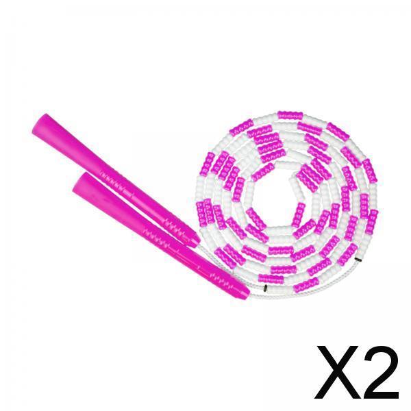 2xAdjustable Jump Rope Beaded Skipping for Exercise Fitness Red + White