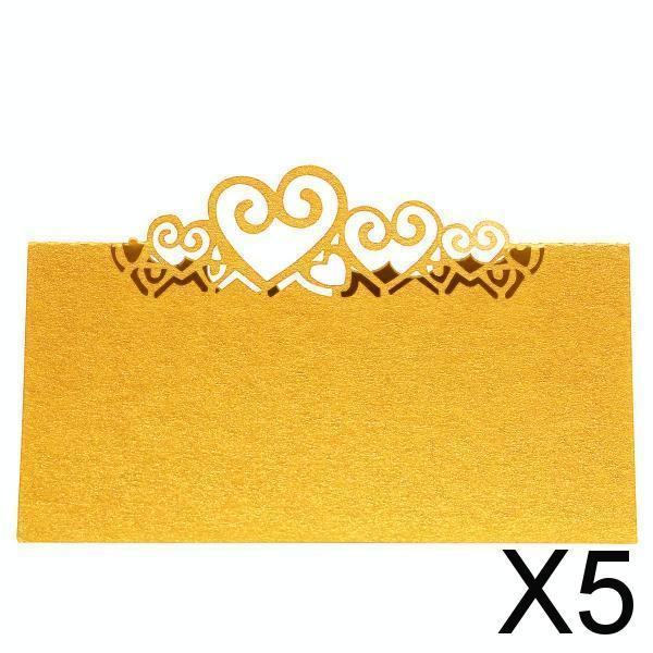5x25pcs Wedding Table Place Cards Laser Cut Heart Name Number Place Cards