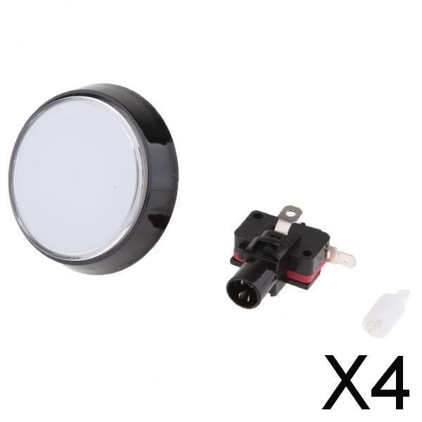 4x60mm Arcade Machine LED Illuminated Self-Resetting Button Switch White