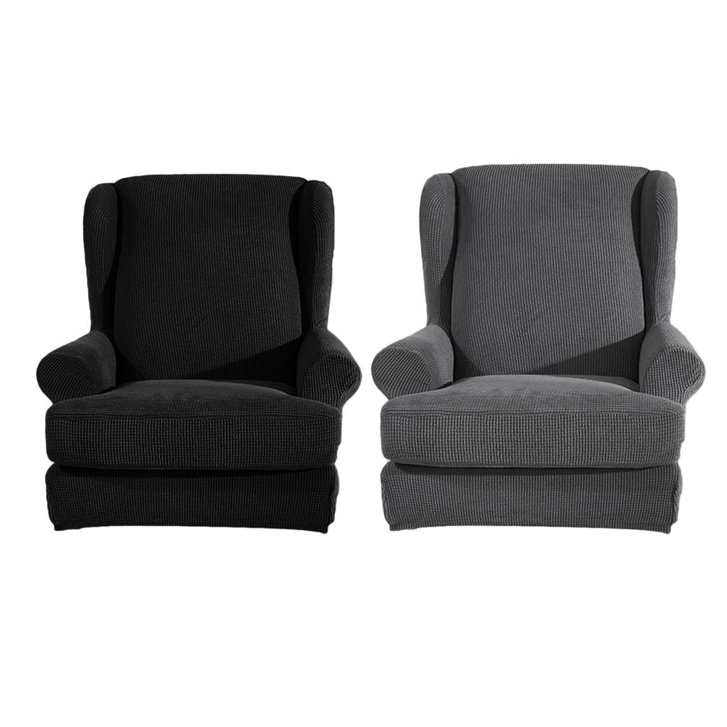 Stretch Wing Back Arm Chair Cover 2-Pieces Wingback Sofa Slipcover