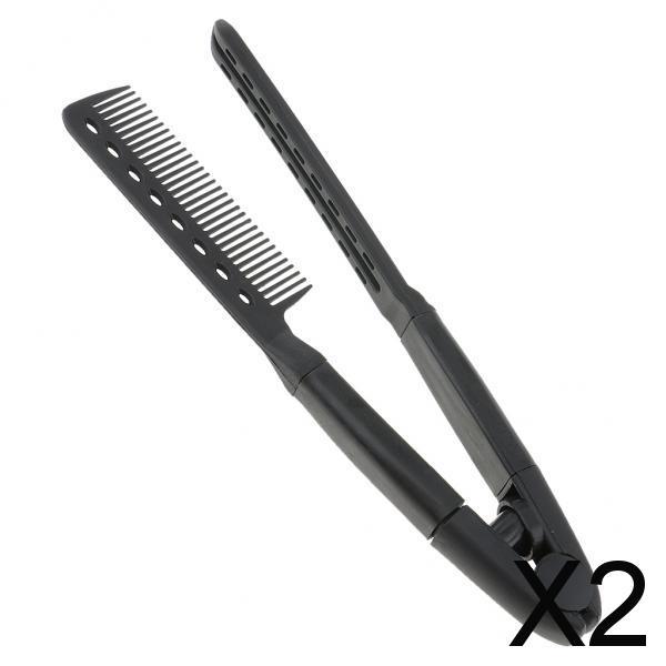 2xV Shape Hair Straightener Folding Hairdressing Straightening Styling Comb