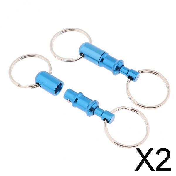 2x2 Pieces Breakaway Key Ring Separate Car Keys Quick Release Keychain Blue