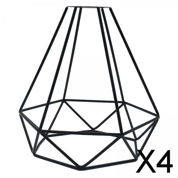 4xDiamond Shaped Metal Guard Pendant Light Bulb Cage Ceiling Hanging Lampshade