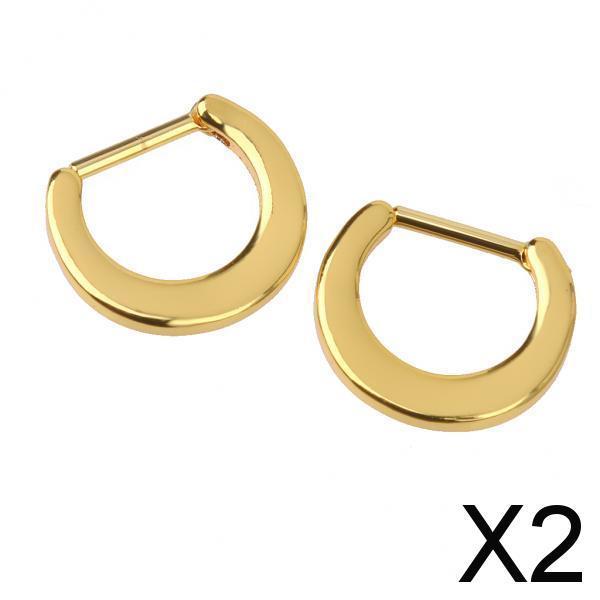 2x1Pair Septum Clicker Nose Ring Plain Golden Nose Piercing Jewelry 316L Steel