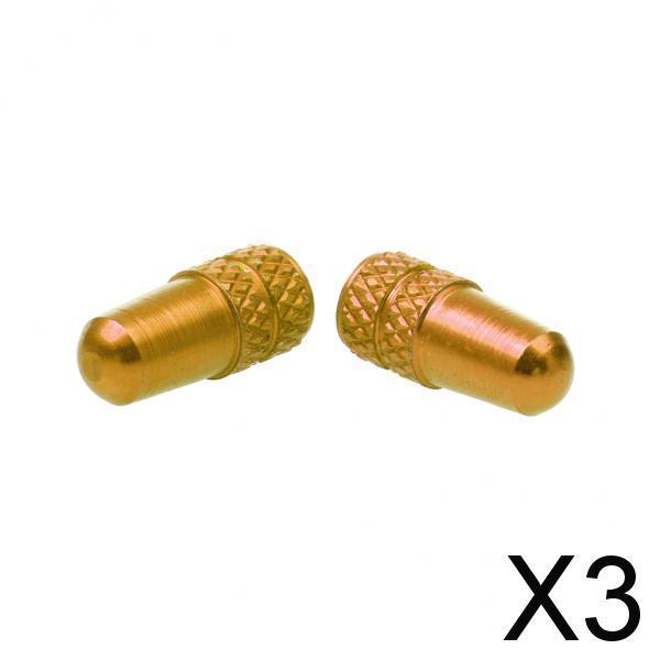 3x2pcs Cycling MTB Bike Aluminum Alloy Presta Valve Cap Dust Cover Gold
