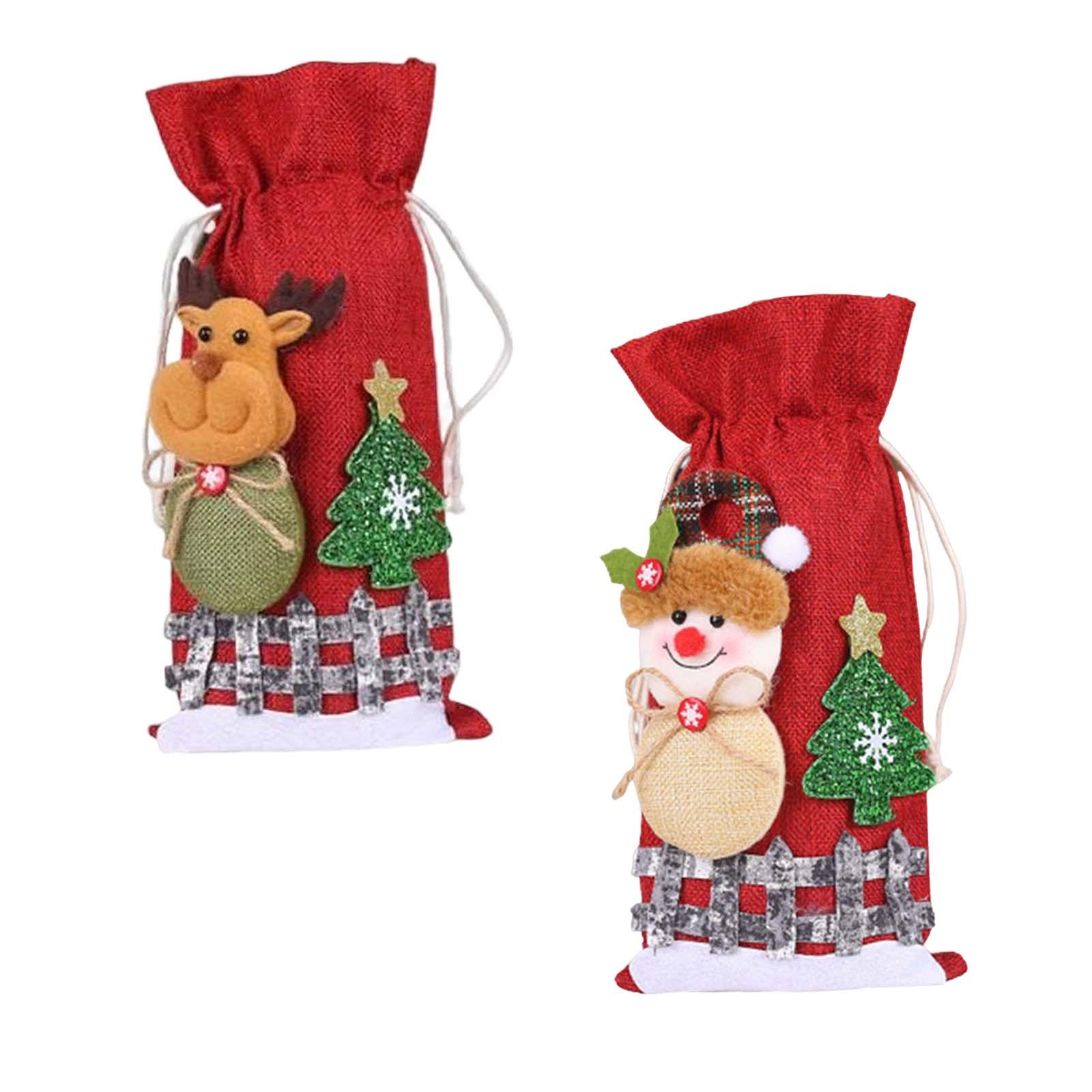 2x Christmas Bottle Gift Bags Washable Reusable for Housewarming Gift Home