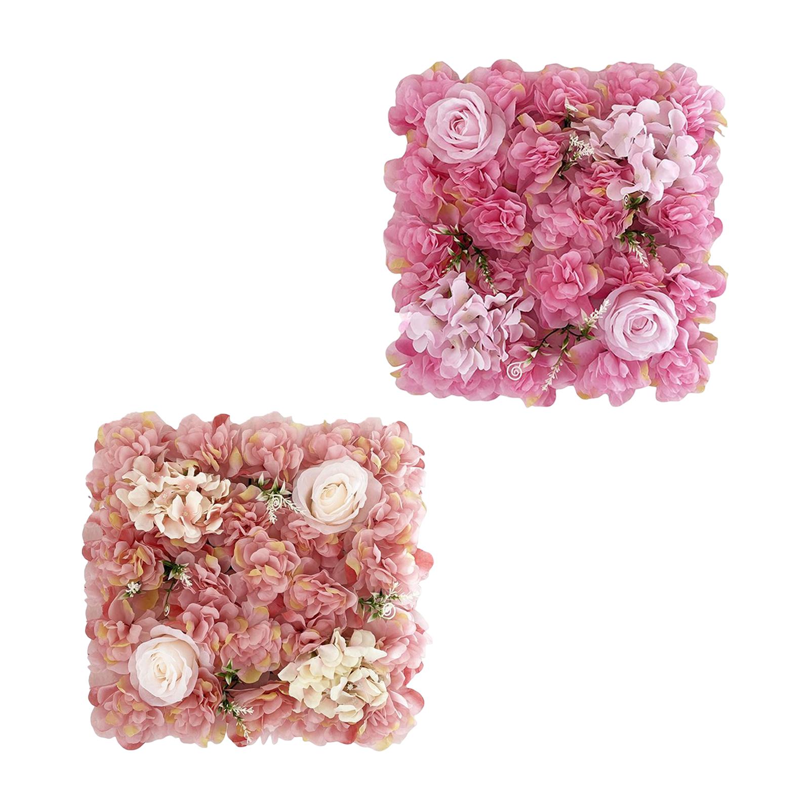 2x Artificial Flower Panel Rose Wedding Home Decor Pink