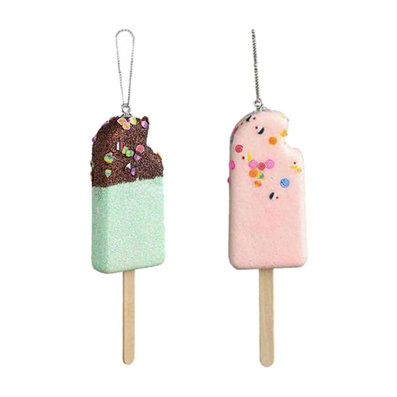 2x Christmas Tree Hanging Ornaments Reusable Ice Cream Stick