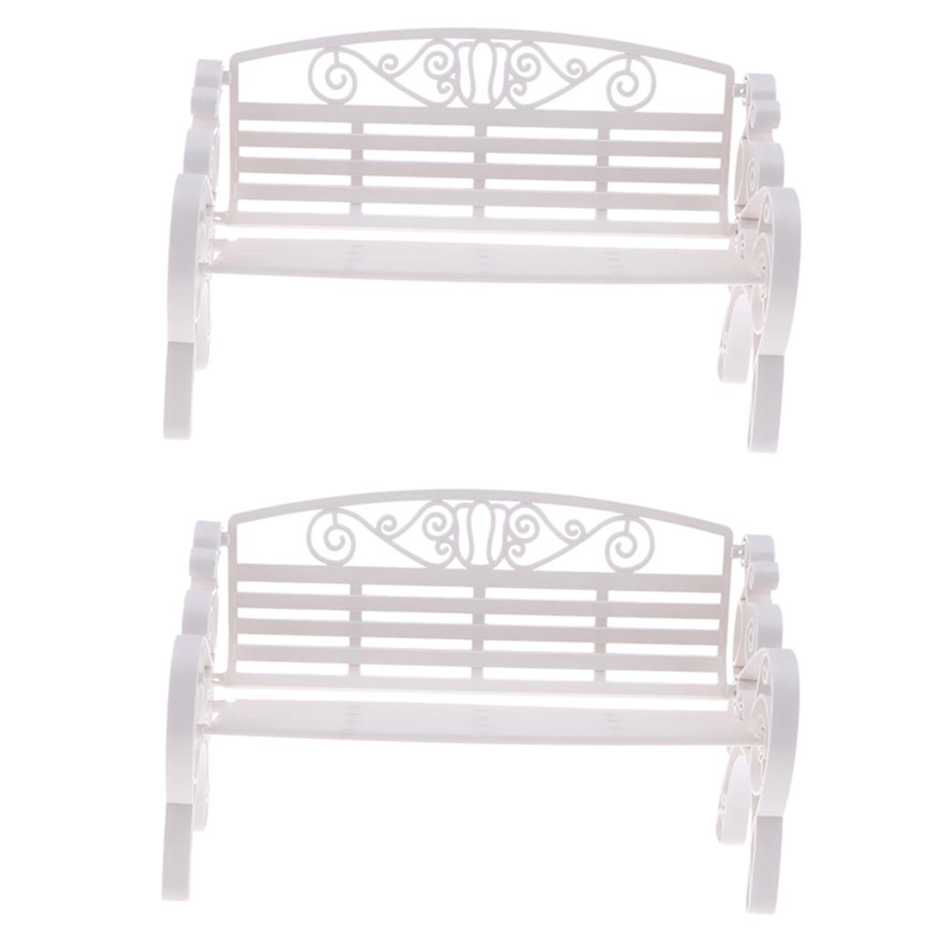 2pcs 1:6 Scale Dollhouse Miniature Furniture Plastic Garden Patio Park Bench