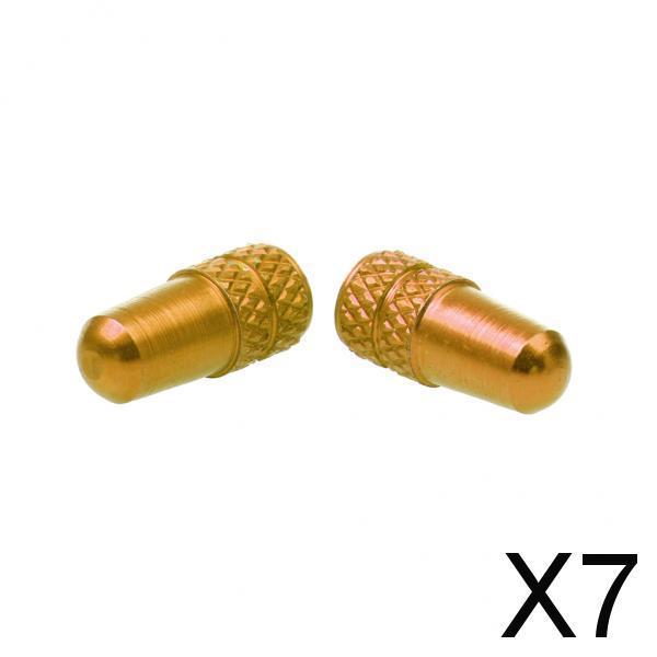 7x2pcs Cycling MTB Bike Aluminum Alloy Presta Valve Cap Dust Cover Gold