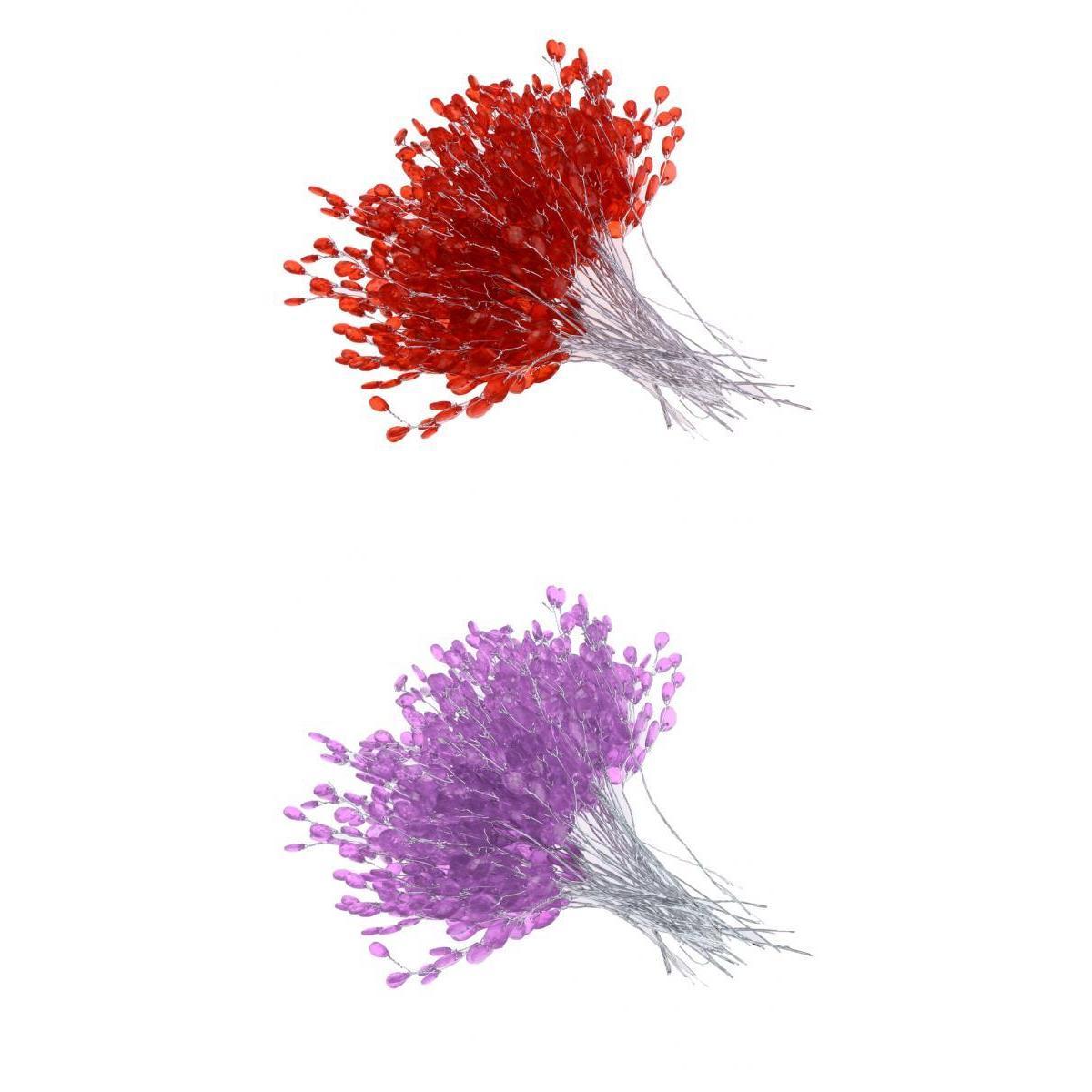 100pcs Artificial Flower Bouquet with Crystal Acrylic Bead Drop