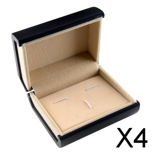 4xJewelry Tie Bar Cufflinks Storage Box Black- Cufflinks Tie Clips Set