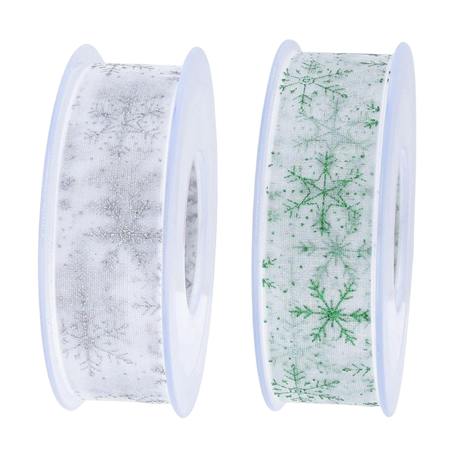 2pcs Snowflake Ribbon DIY Gift Wrapping for Wreath Valentines Day 