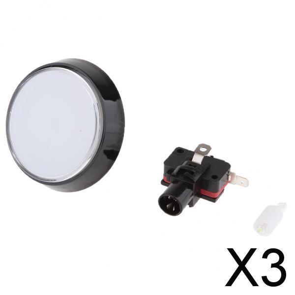3x60mm Arcade Machine LED Illuminated Self-Resetting Button Switch White