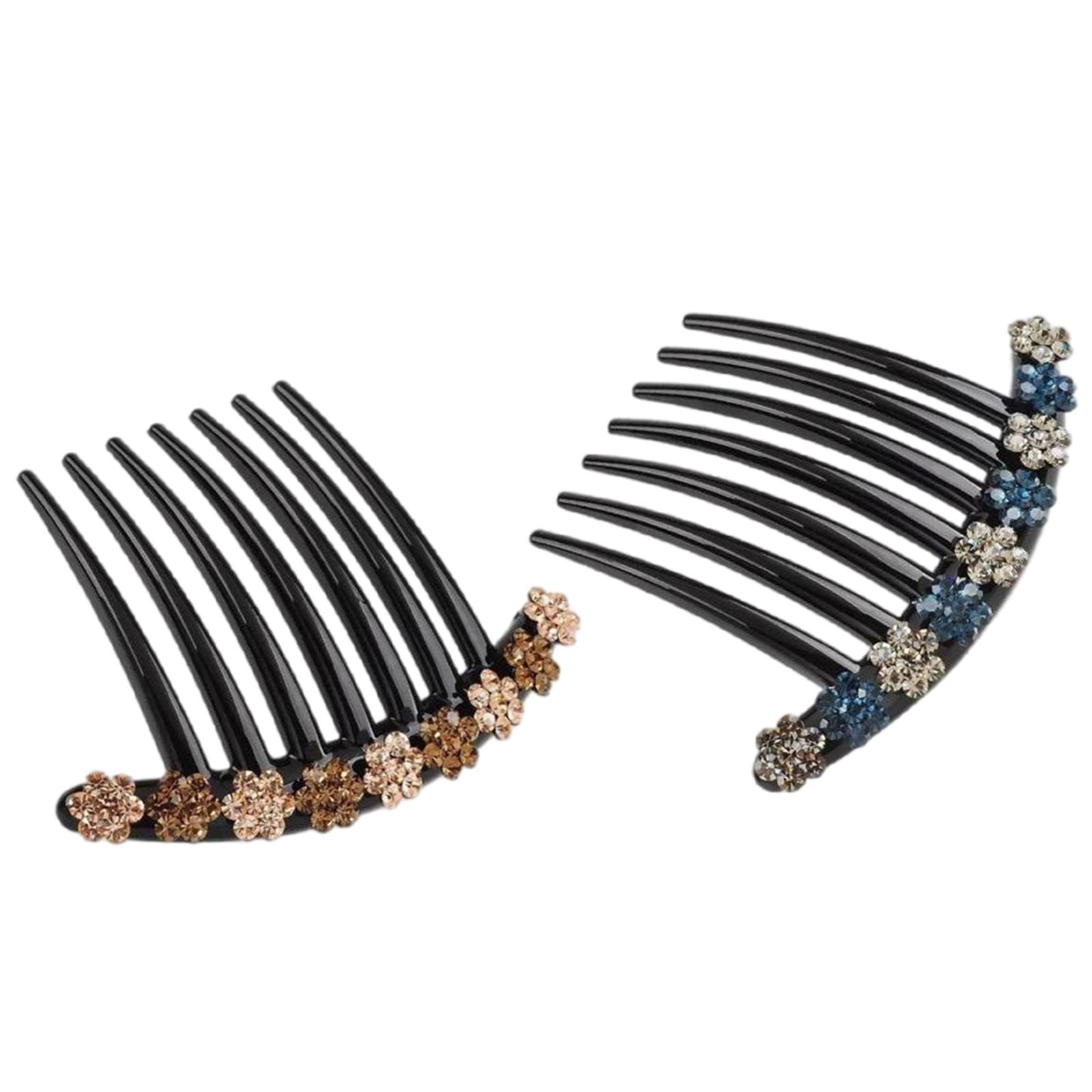 2pcs Rhinestones Hair Comb Clip Updo Bun Maker Bridal Hair Styling Tools