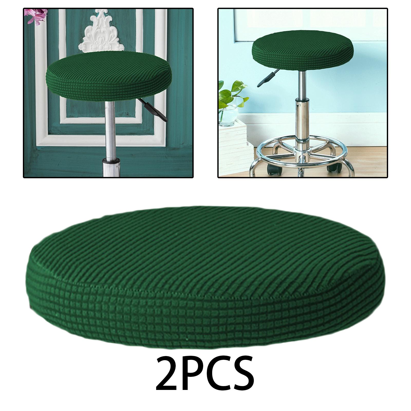 2Pcs Luxury Round Bar Stool Cushion Covers with Elastic Dustproof Slipcover
