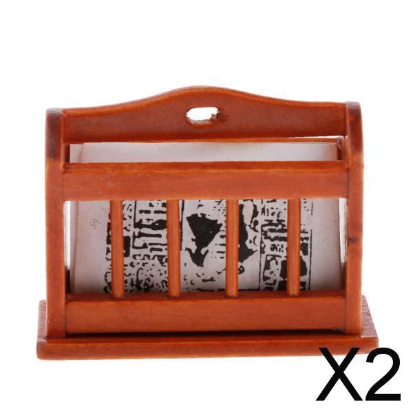 2x1:12 Dollhouse Miniature Wood Bookshelf Magazine Rack Office Furniture Accs