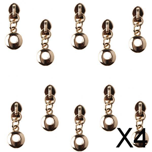 4x10 Pieces #3 Nylon Zipper Puller Slider Head Replacement Repair Kit Gold