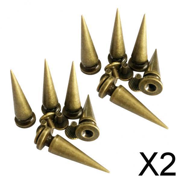 2x10pcs Copper Cone Screwback Stud Leather Craft Spike Rivets Bronze