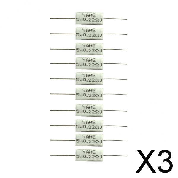 3x10PCS Wirewound Cement Resistor Ceramic 5W Horizontal 0.22Ohm 