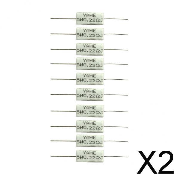 2x10PCS Wirewound Cement Resistor Ceramic 5W Horizontal 0.22Ohm 