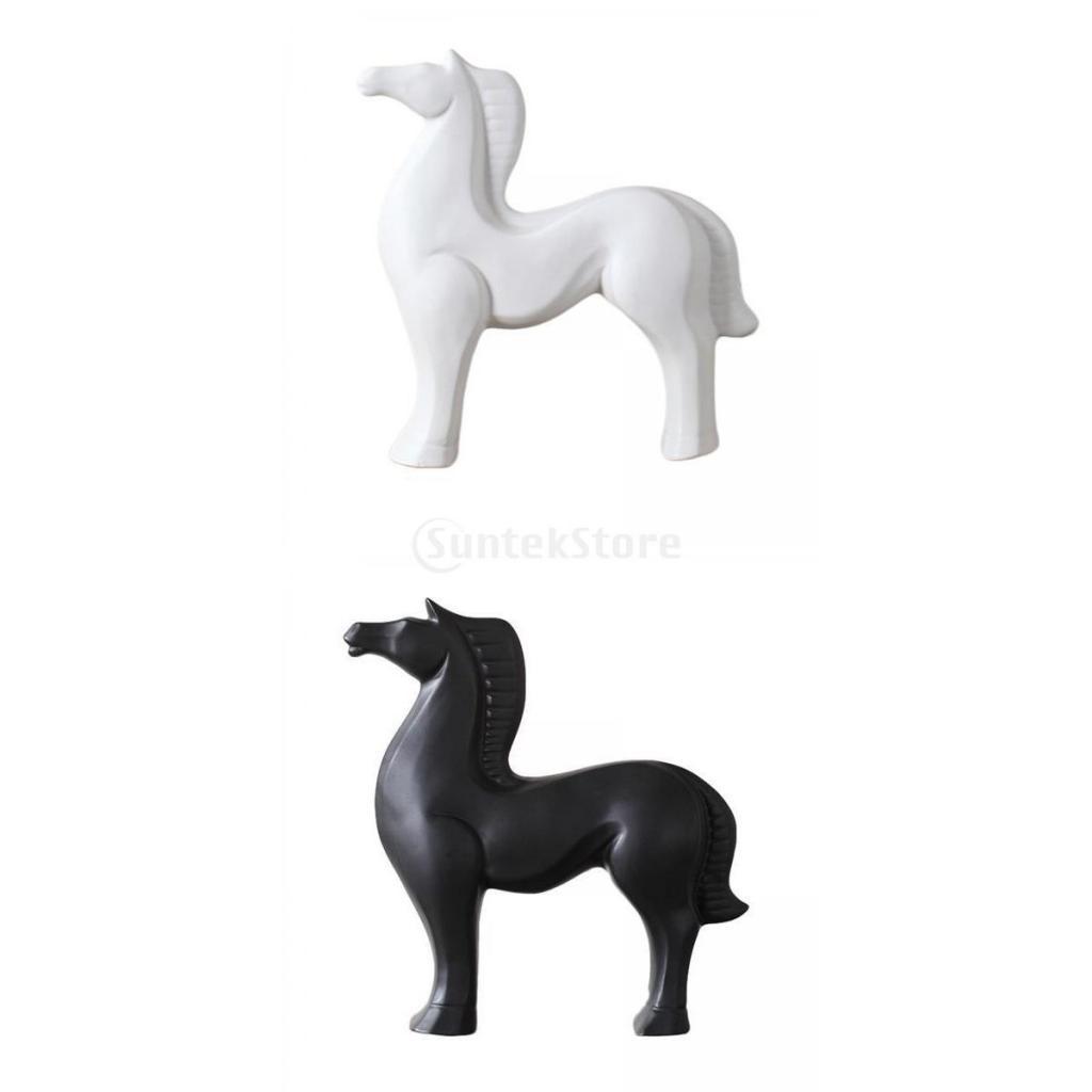 2x Abstract Horse Figurines Animal Statue Home Decor 