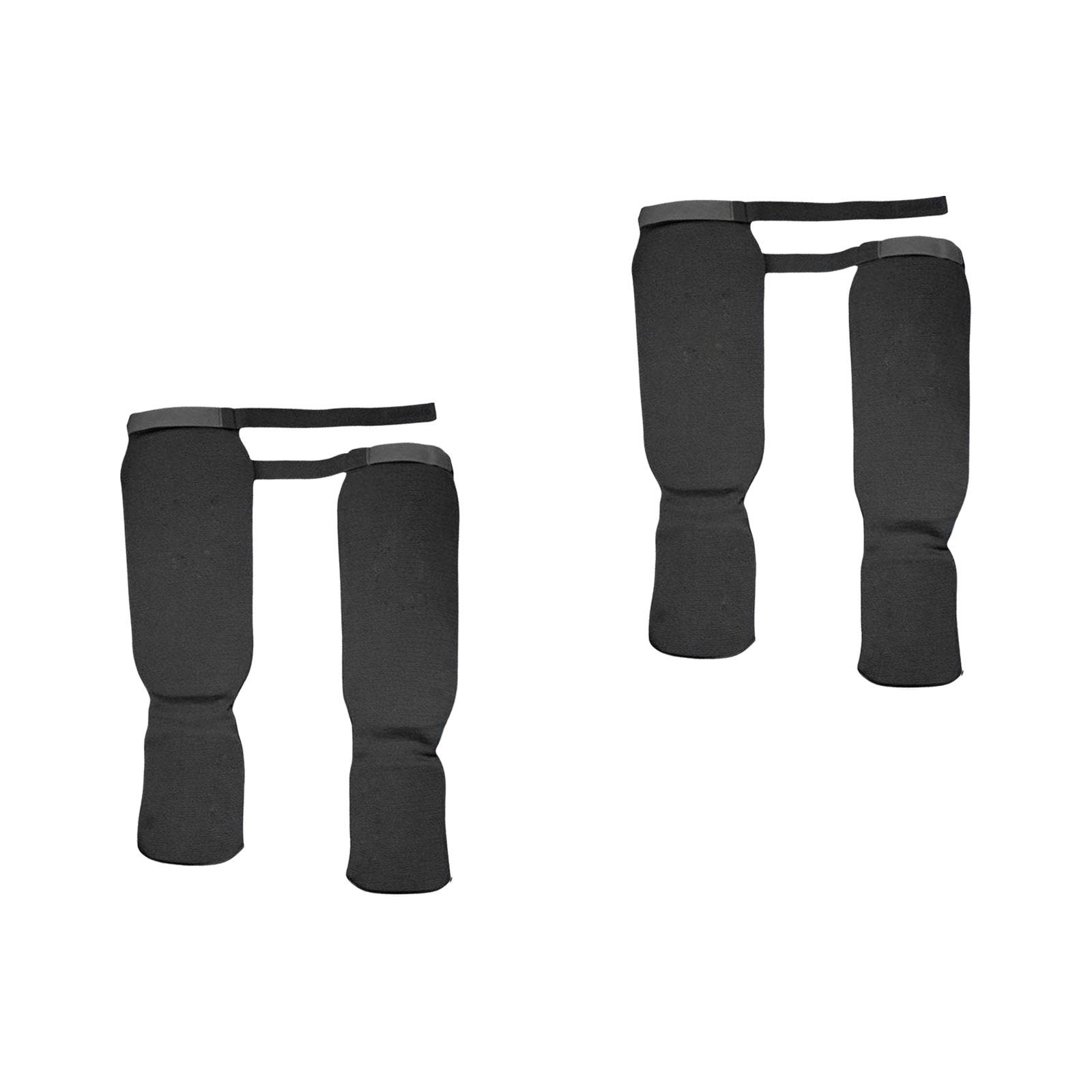 2 Pair Shin Instep Guards Training Protection Protector M and LBlack