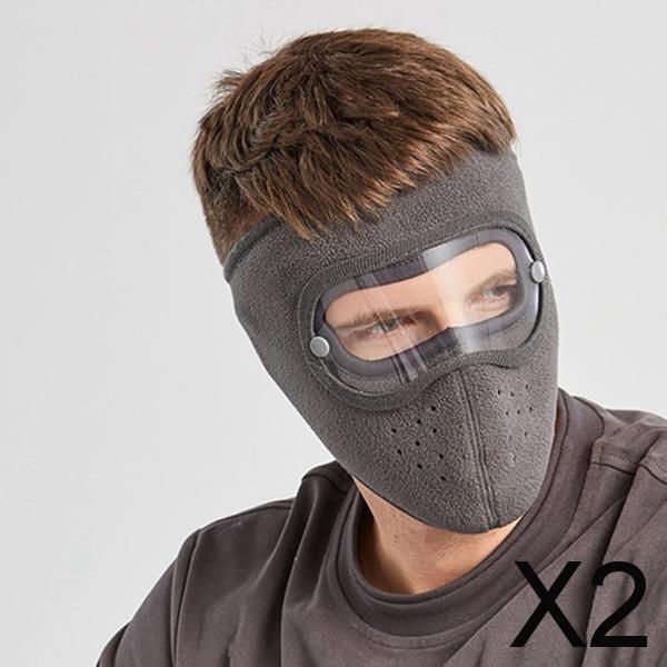 2xFacial Headgear Anti-Fog Polar Fleece w/ Removable Windproof Goggles Gray