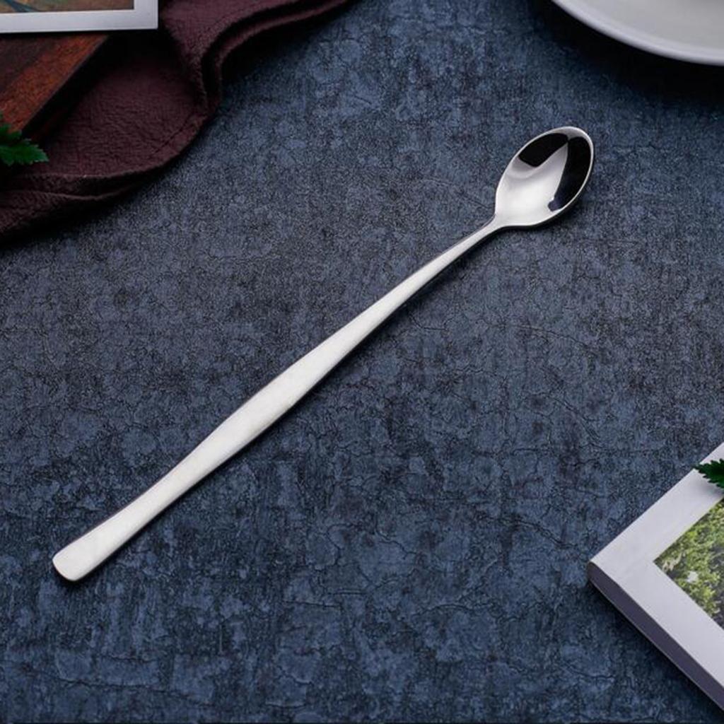 19cm Silver Stir Long Handle Stainless Steel Stirring Spoon Tea Bar Coffee