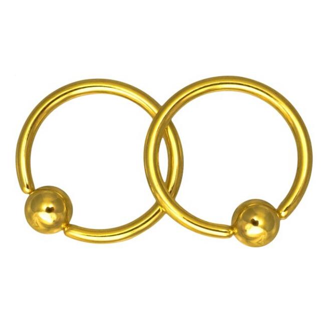 1 Pairs Stainless Steel Nose Tragus Lip Captive Bead Hoop Ring Golden 