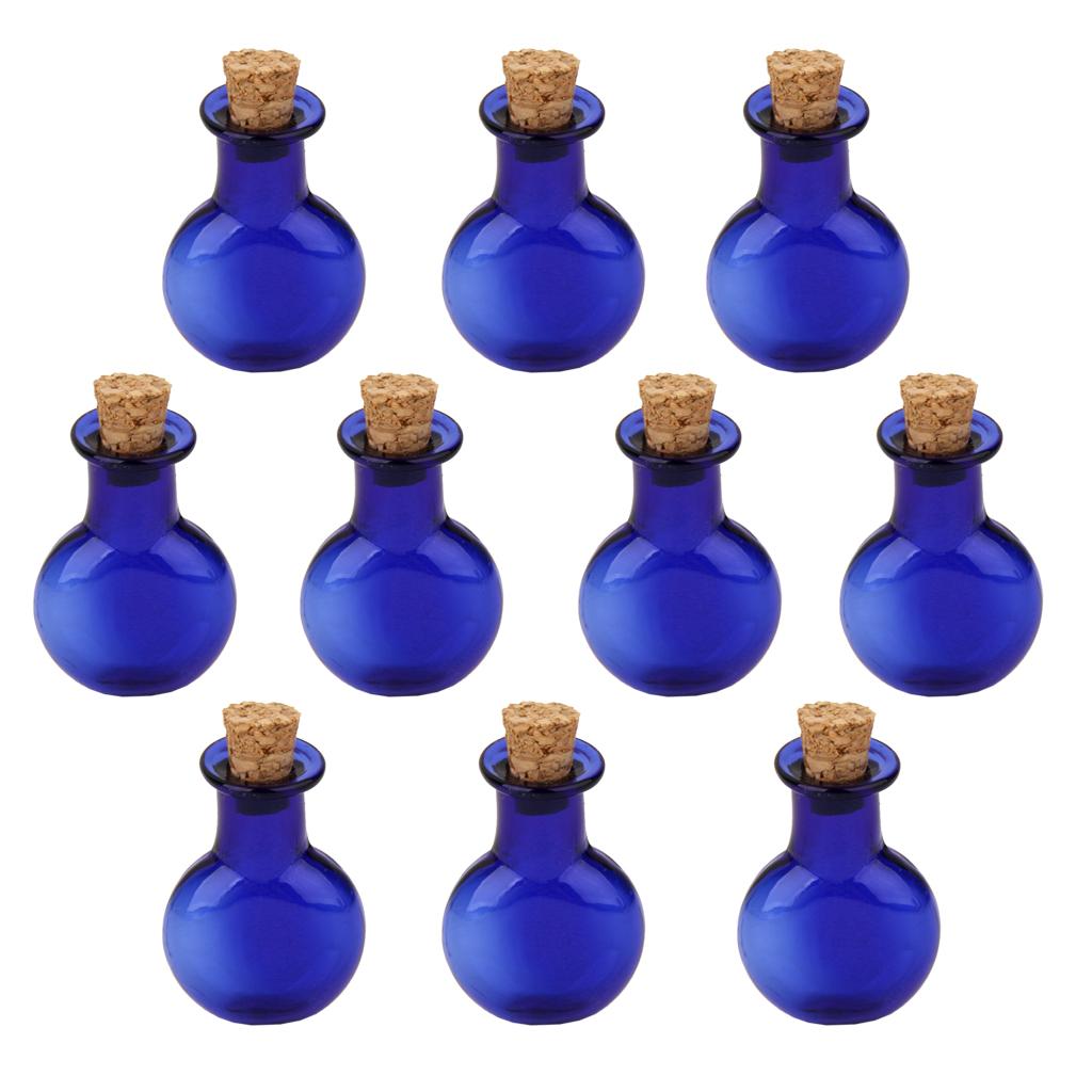 10pcs Mini Glass Bottle Jars Vials Bottle Pendant with Cork - Flat Round