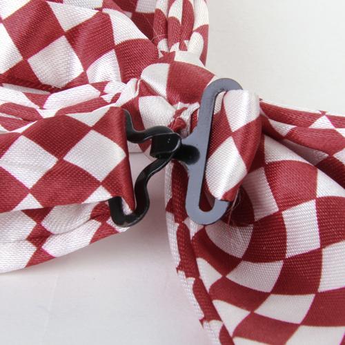 Mens Tuxedo Grid Woven Bow Tie Bowtie Necktie Darkred And White