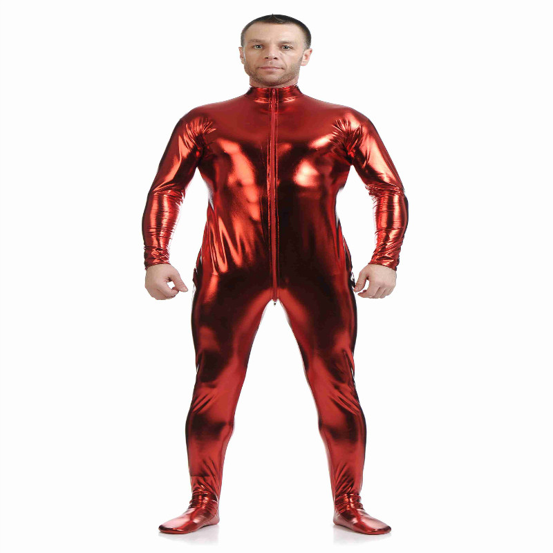 Shiny Spandex Full Body Suit Second Skin Bodysuit Zentai Unitard Red M