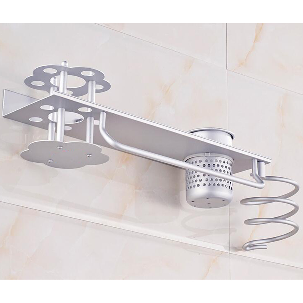Haartrockner Halter mit Shampoo Halterung aus Aluminium , Bad Dusche