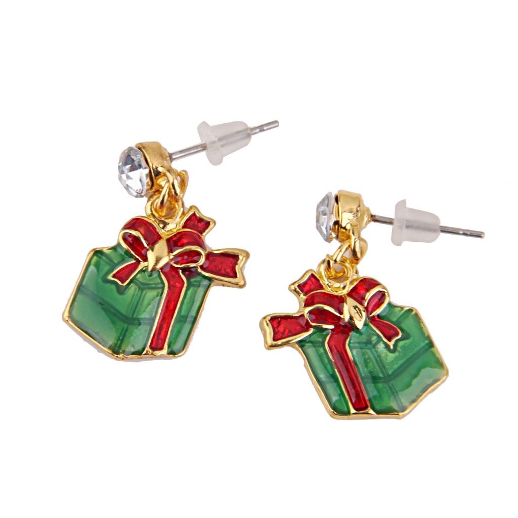 Pair Christmas Gift Box Pendant Earring Ear Stud Wedding Prom Xmas Gift