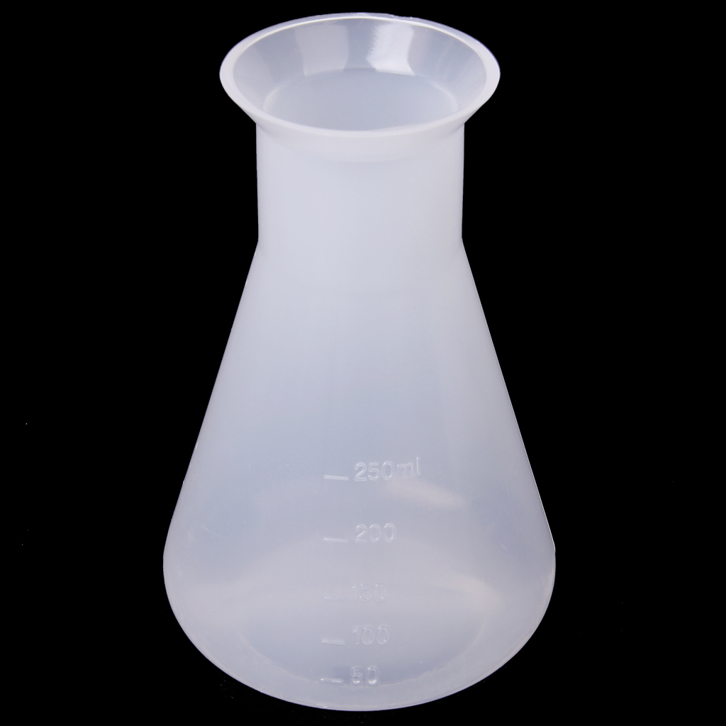 Plastic Transparent Laboratory Chemical Conical Flask Container Bottle --250ml   