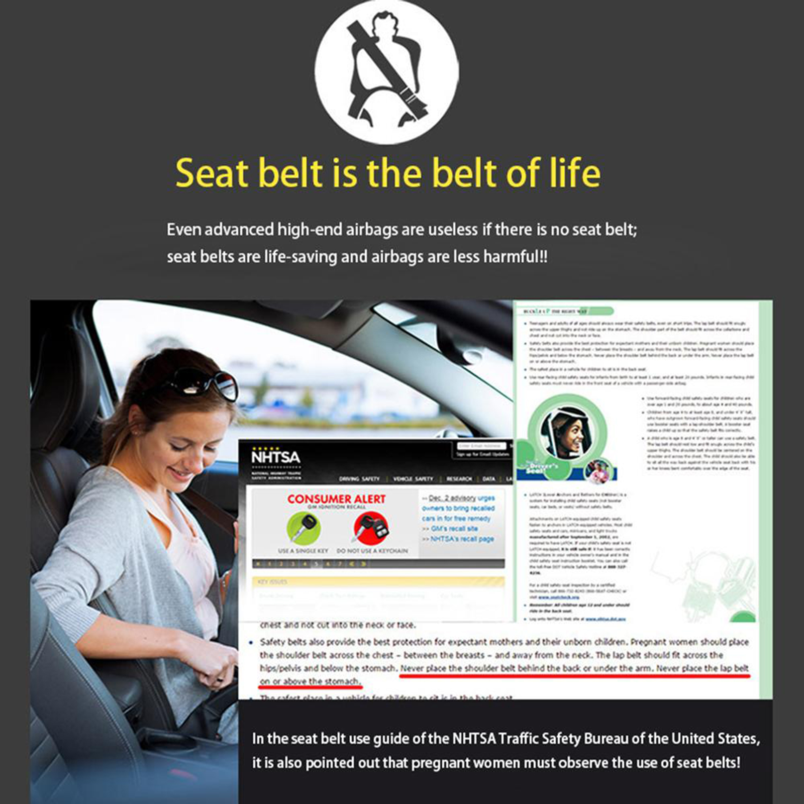 Universal Safety Pregnancy Driving Belt for Maternity Mothers Driving Mum green